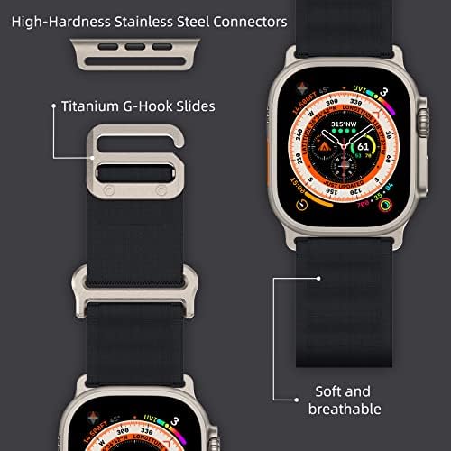 להקת Leunglik Sport תואמת ל- Apple Watch Ultra 49mm, Iwatch Series 8/7/6/SE/5/4 [45/44 ממ], סדרה 3 [42 ממ], רצועת לולאת ספורט ניילון מחוספסת